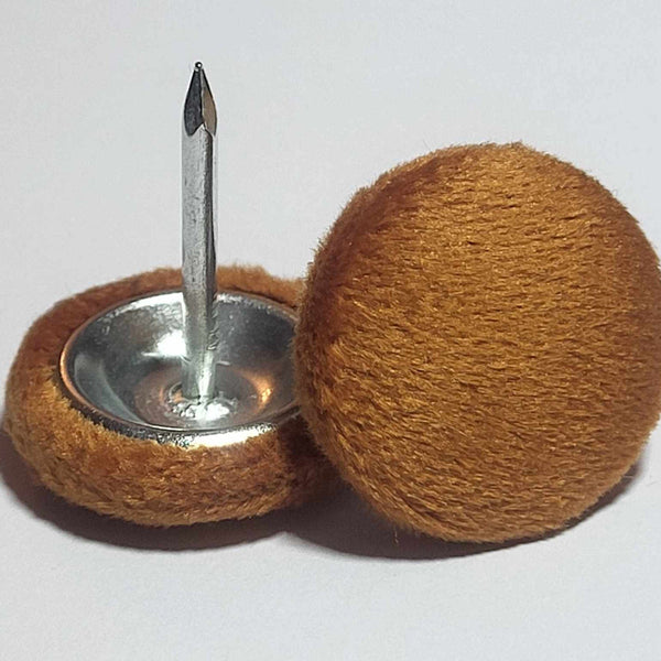23mm and 18mm Burnt Orange Velvet Nail Back Buttons