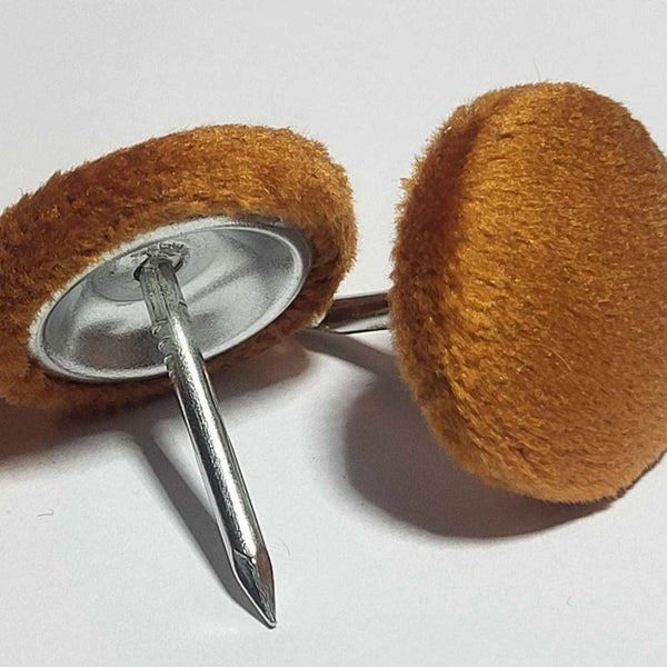 23mm and 18mm Burnt Orange Velvet Nail Back Buttons