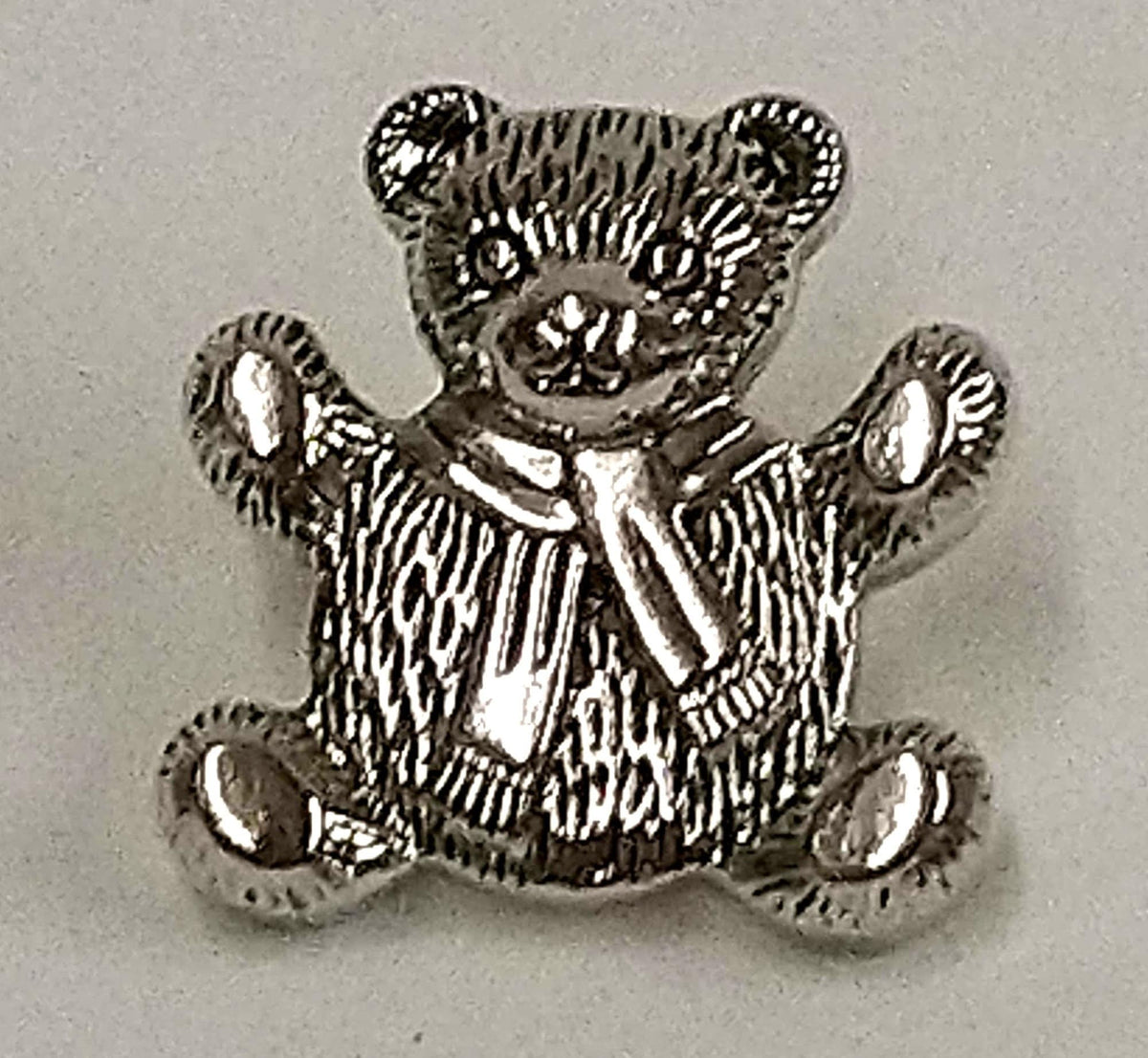 Silver Teddy Bear Button