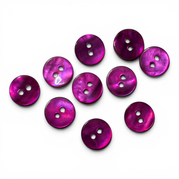 Bright Pink/Cerise Mother of Pearl 2 Hole Sew on Buttons