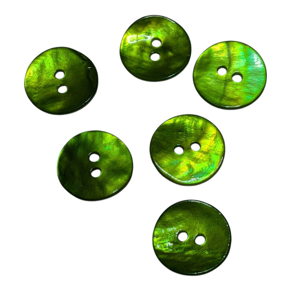 Lime Green Mother of Pearl Buttons - Choice of Sizes
