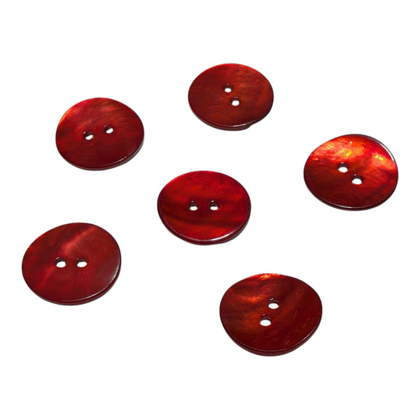Red Mother of Pearl Buttons - Choice of Button Size