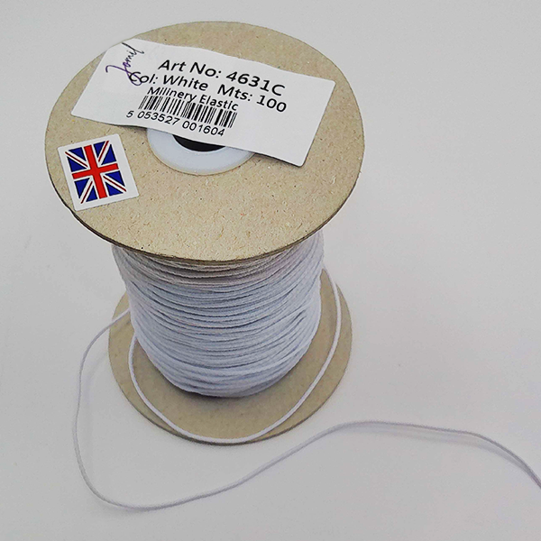 1mm White Round Hat Elastic (millinery elastic)