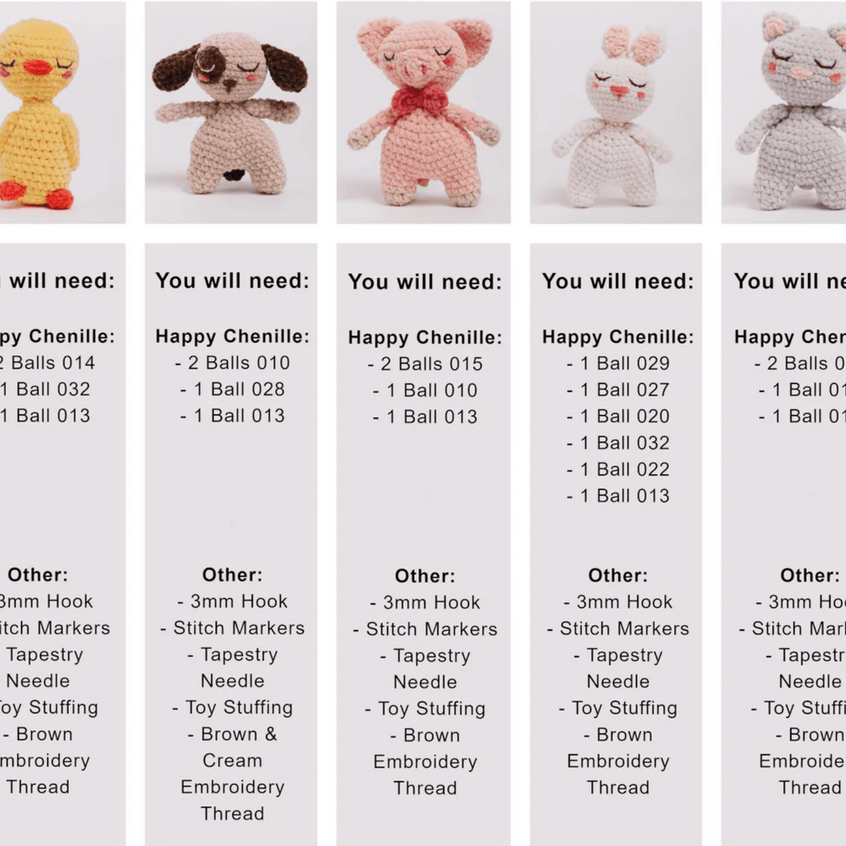 Happy Chenille Little Friends Pattern Book