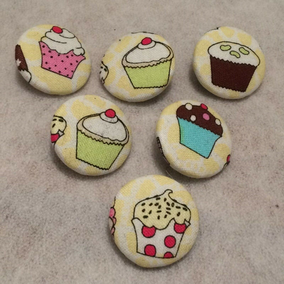 Cupcake Patterned Buttons 25mm, 31mm or 37mm