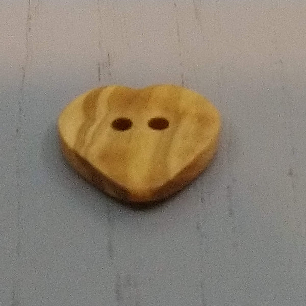 Heart Shaped Olive Wood Buttons, 12mm, 15mm 19mm