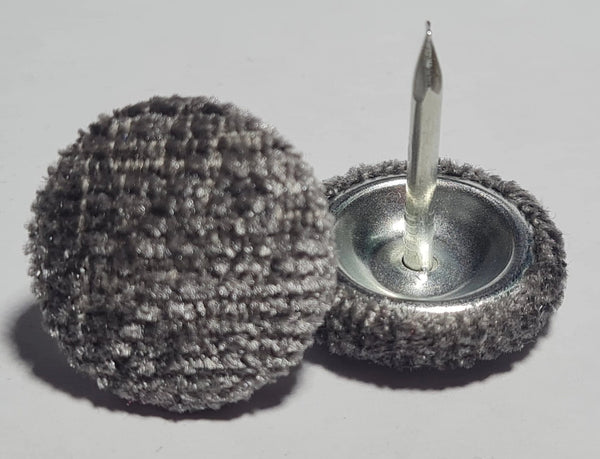 Grey Chenille Nail Back Buttons