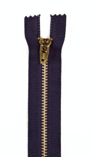 Navy 6″/15cm No.5 Closed End Auto-Lock Jeans Zips with Brass Teeth