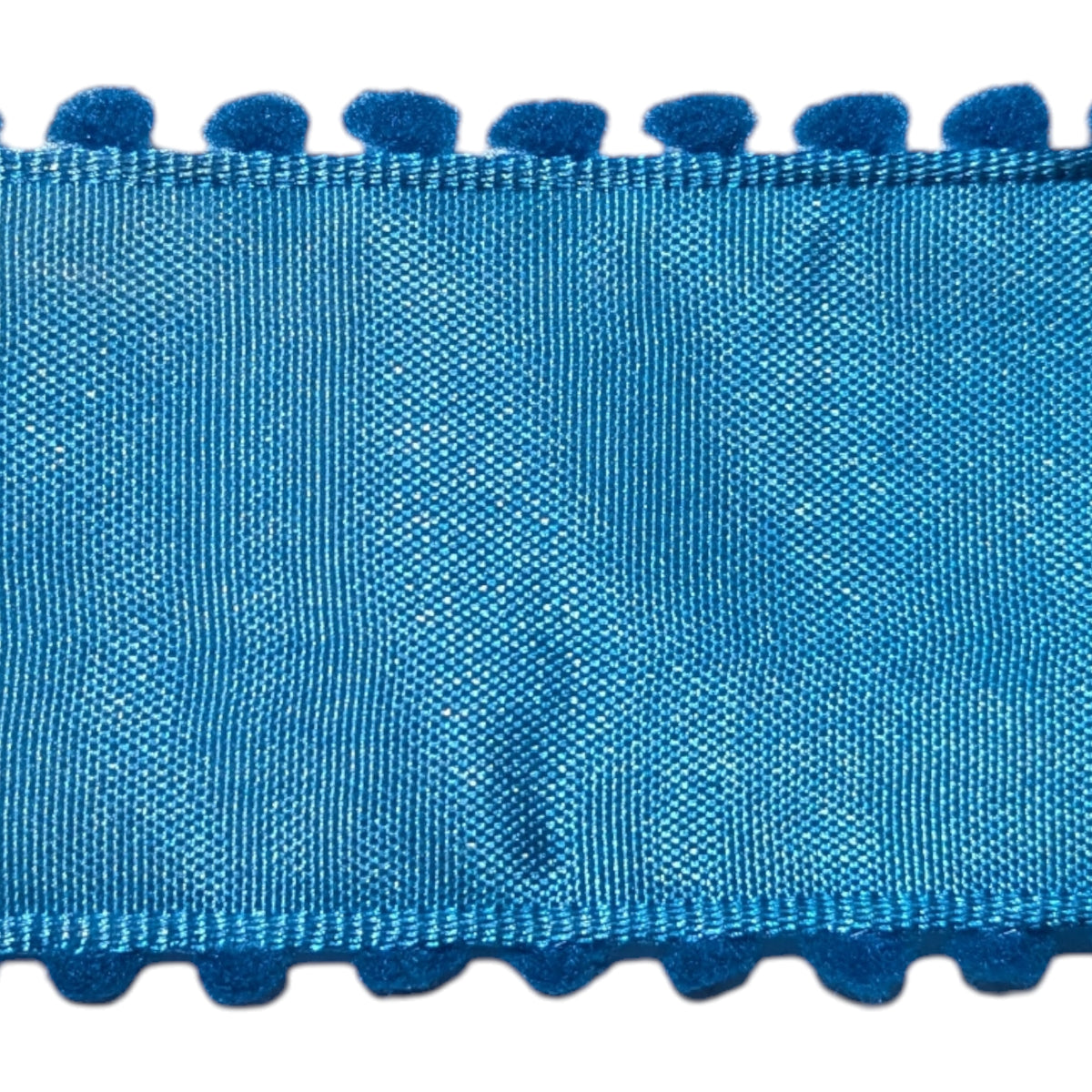 Pom Pom Edge on 1.5″ Solid Ribbon (Wired Edge) - Choice of Colours