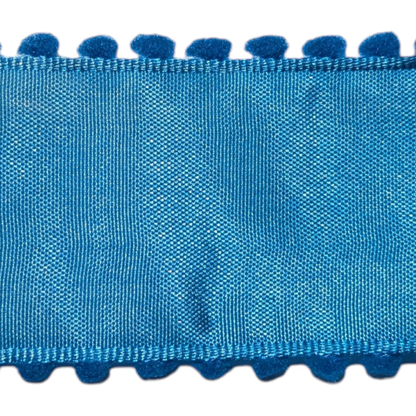 Pom Pom Edge on 1.5″ Solid Ribbon (Wired Edge) - Choice of Colours