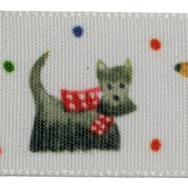 25mm Jolly Dog Christmas Ribbon