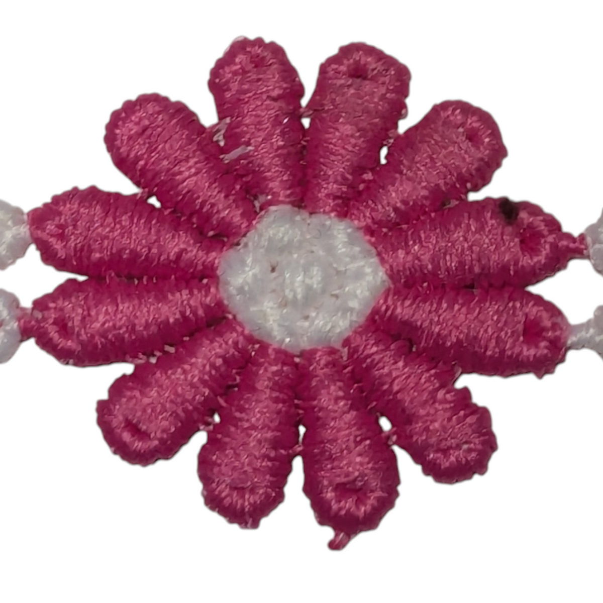 26mm Bright Pink & White Embroidered Daisy Trim, Mini Motif