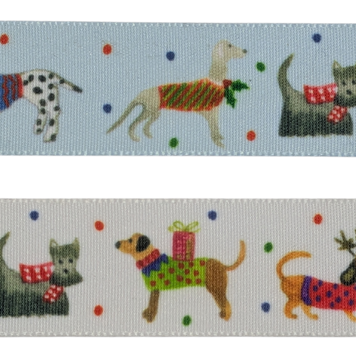 25mm Jolly Dog Christmas Ribbon