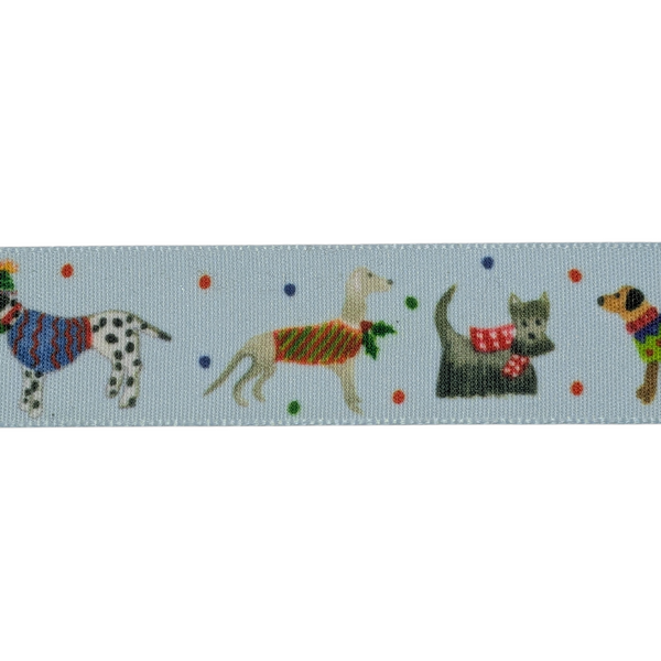 25mm Jolly Dog Christmas Ribbon