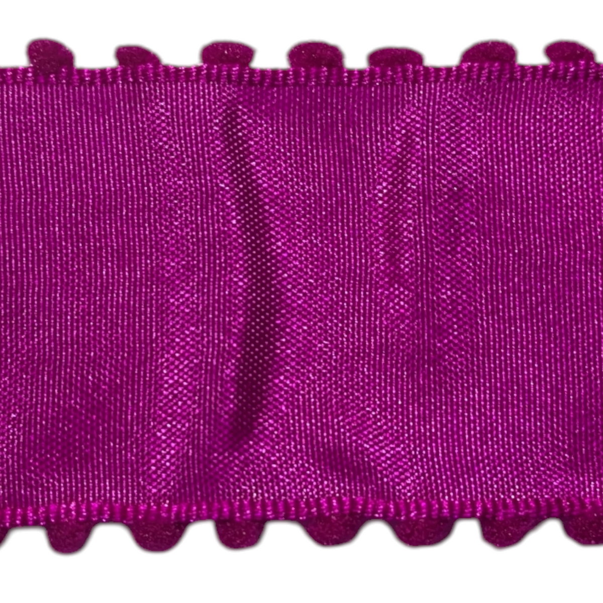 Pom Pom Edge on 1.5″ Solid Ribbon (Wired Edge) - Choice of Colours