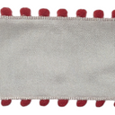  White with Red Pom Pom Edge