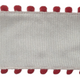  White with Red Pom Pom Edge
