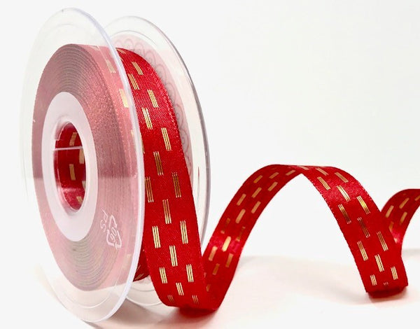 15mm Red Shimmer Stitch Berisfords Ribbon