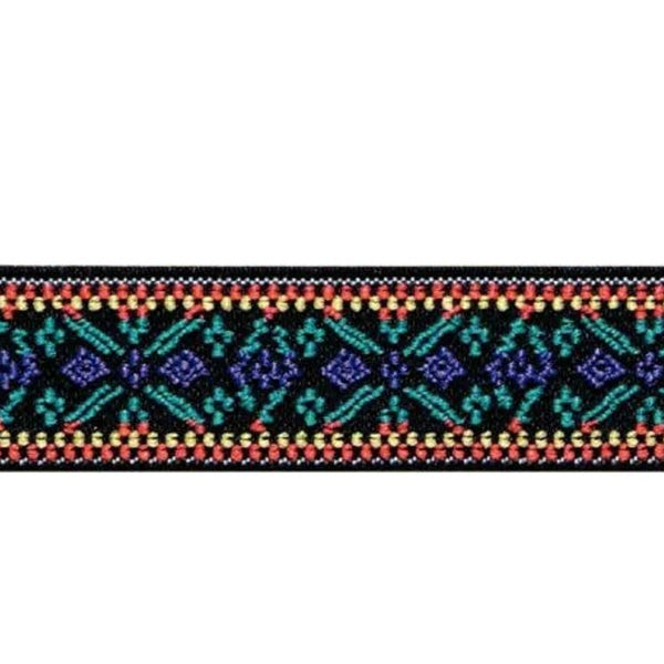 25mm (1") Purple, Blue, Yellow & Orange Patterned Coloured Woven Elastic