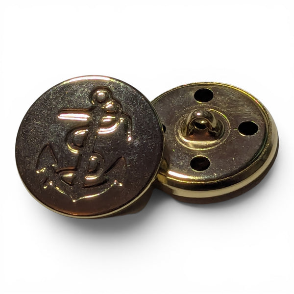 22mm, 17mm, 15mm Gold Metal Shank Anchor Buttons