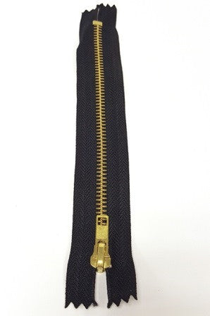 Black 6″/15cm No.5 Closed End Auto-Lock Jeans Zips with Brass Teeth