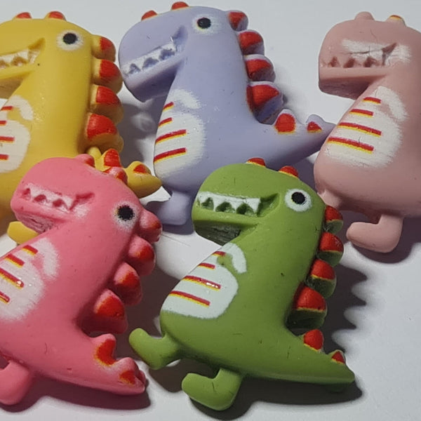 Dinosaur Shank Buttons in Bright Pink, Yellow, Green, Rose Pink or Blue | The Crafty Animal UK